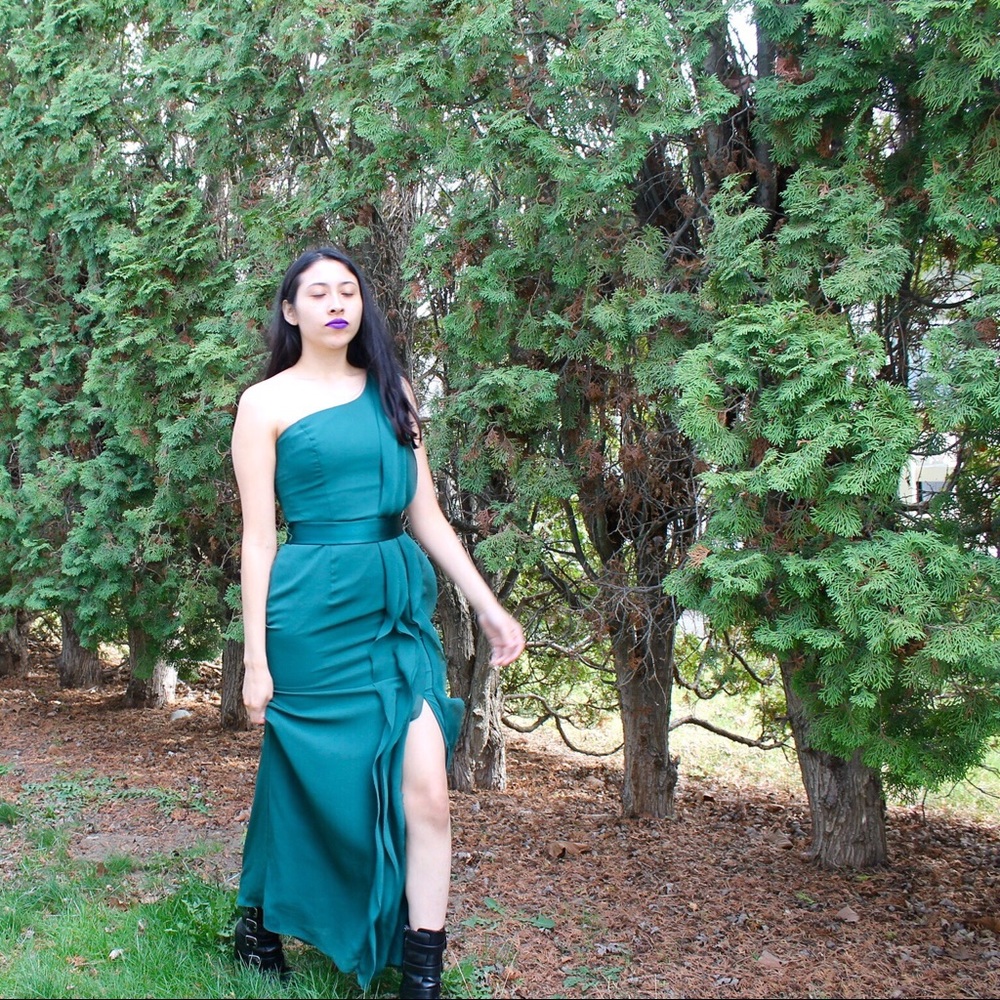Vera wang emerald green dress